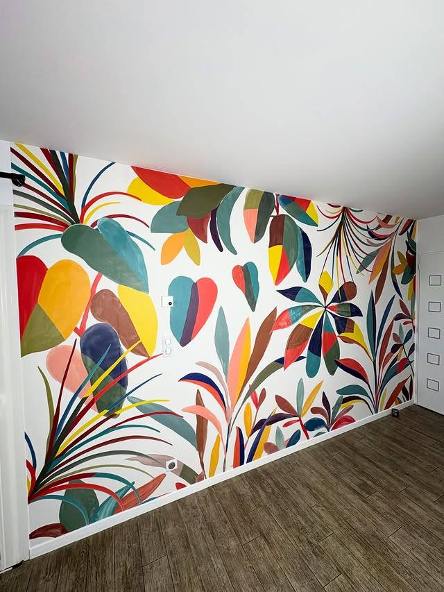 Fresque murale végétale peinte à la main