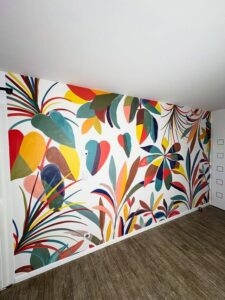 Fresque murale végétale peinte à la main
